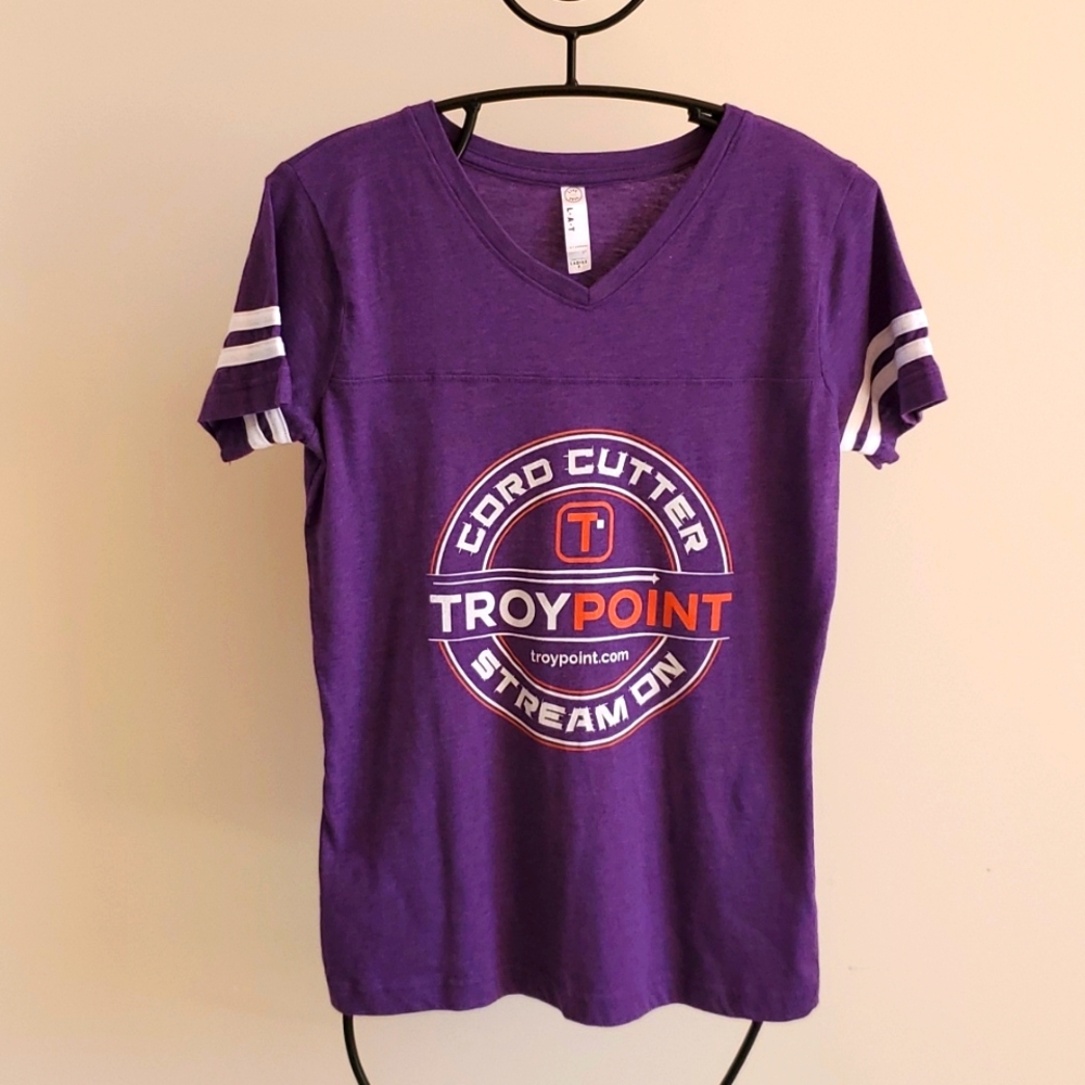 L.A.T * Cord cutter v-neck jersey style t shirt NWOT